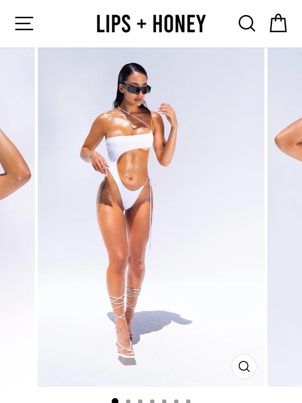 Lips + Honey White Asymmetric Cutout One-Piece Swimsuit